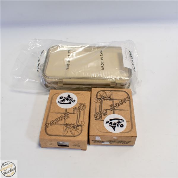 3 X FLY BOXES 2 ALUMINUM POCKET SIZE 1 TWO-SIDED