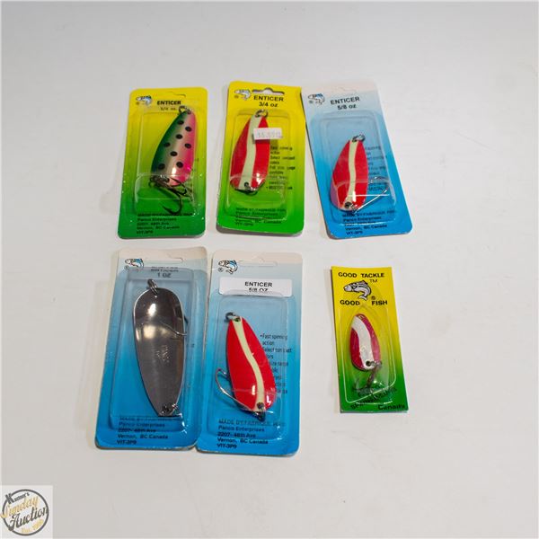 6 X ENTICERS AND LURES