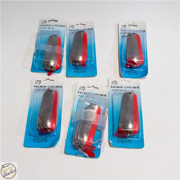 6 X KITIMAT SPOONS #307-80NR SILVER/RED SCALE