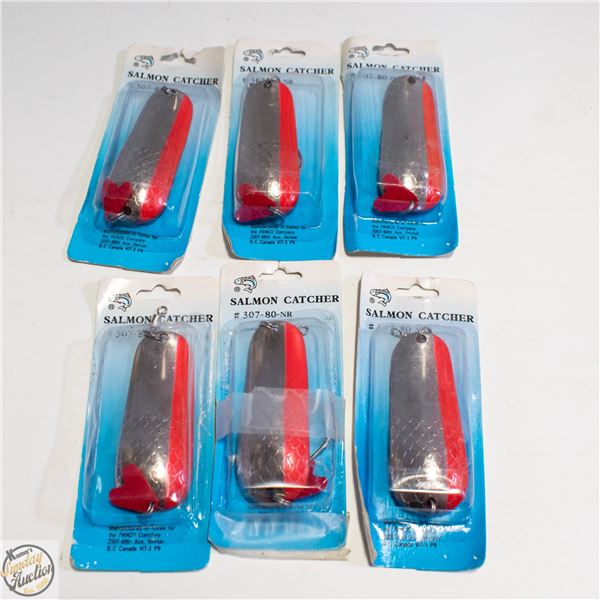 6 X KITIMAT SPOONS #307-80NR SILVER/RED SCALE