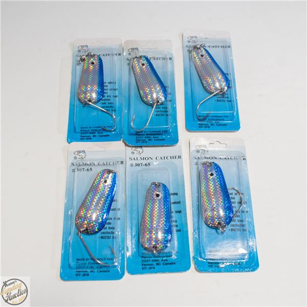 6 X SALMON CATCHERS #307-65 SILVER/BLUE SCALE