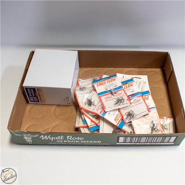 BOX OF 20 X EAGLE CLAW BRONZE TREBLE FISH HOOKS