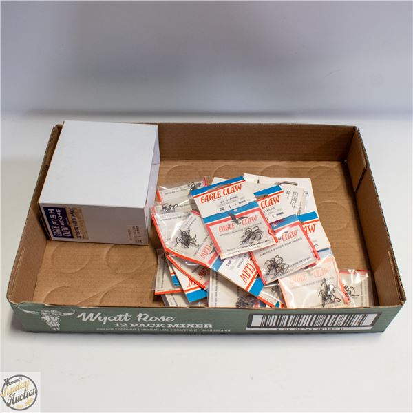 BOX OF 20 X EAGLE CLAW BRONZE TREBLE FISH HOOKS
