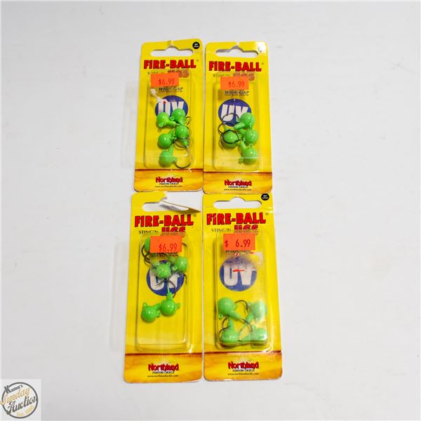 4 X PACKS 3/4 FIRE-BALL GREEN STANDUP JIGS