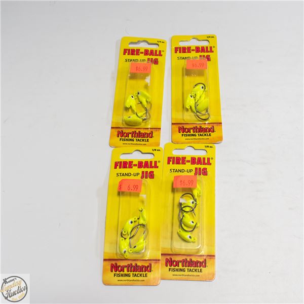 4 X PACKS 3/4 FIRE-BALL YELLOW STANDUP JIGS