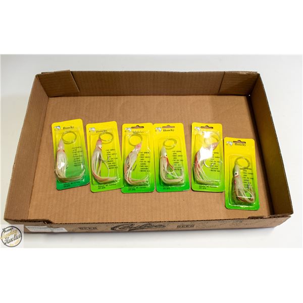 6 X GREEN HOOCHY FISHING LURES