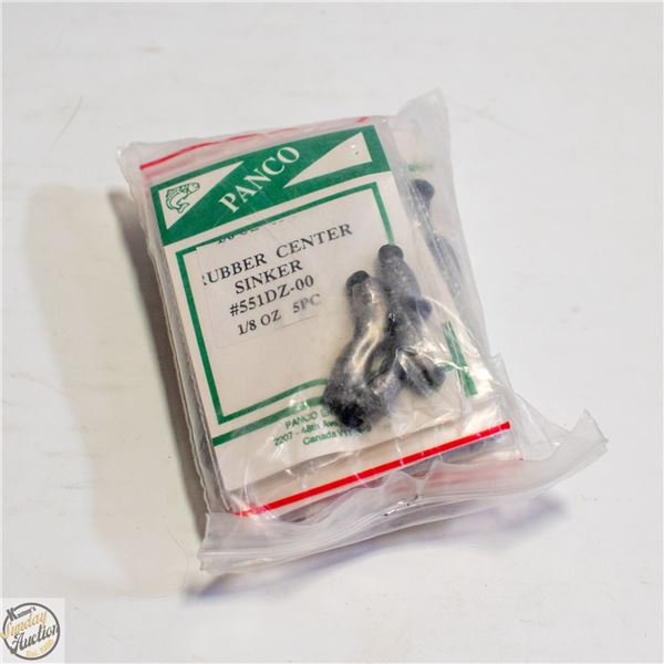 12 X RUBBER CENTER SINKERS 1/5 OZ X 5 PC PER PACK