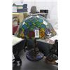 Image 1 : Ornate Bronze Base Floral Leaded Glass Lamp