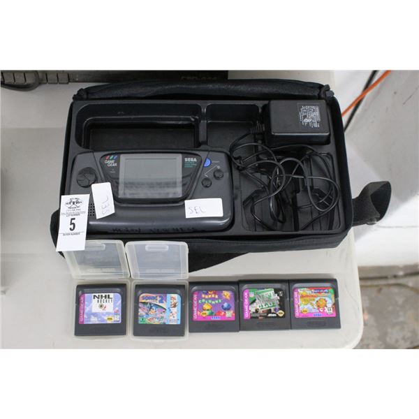 Sega Game Gear Console w/Games, Case