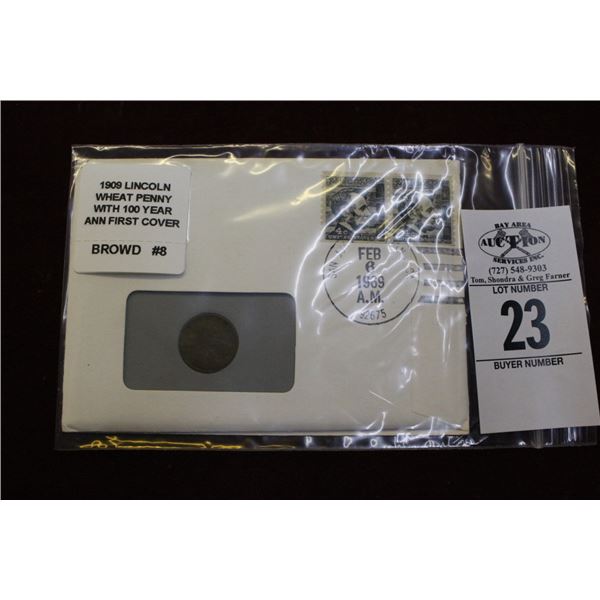 1909 Lincoln Wheat Penny 100 Yr. First Cover