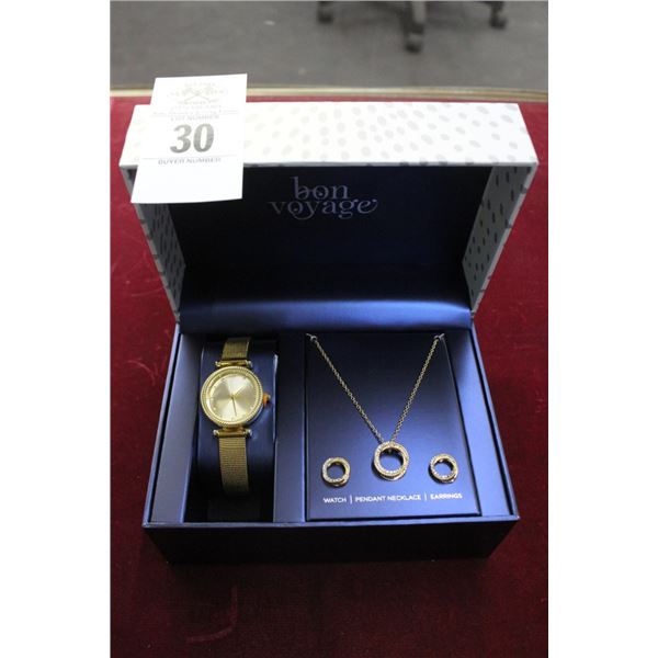 Bon Voyage Dress Watch w/Fashion Jewelry Set