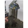 Image 2 : Bronze Style Floor Lamp w/Ornate Glass Leaded Shade
