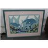 Image 1 : Framed Wall Art 2 Herons w/Frog - 36"  X  48"