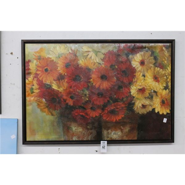 Oill On Canvas Framed Floral  24"  X  30"  Signed Rowan