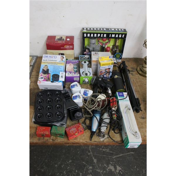 Sling Shot Set, Tripod, Grab Bar, Trimmers, Neck Comforter, Asst. Home Goods