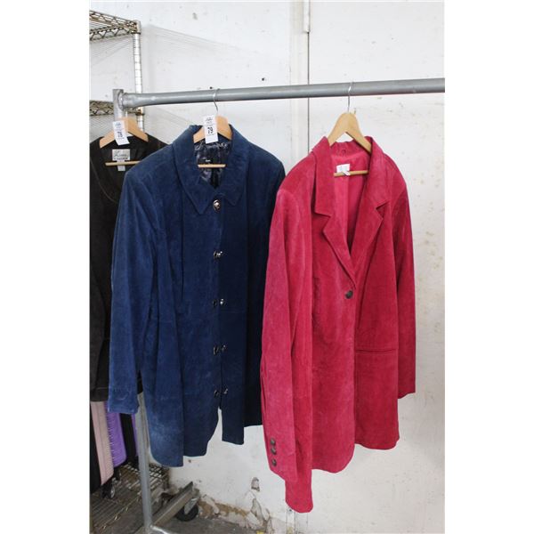 2-Blue/Red Leather Velour Jacket - 2 X $