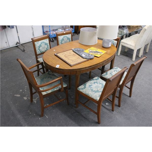 Mid Century Modern Oval Dining Table w/6 Padded Chairs