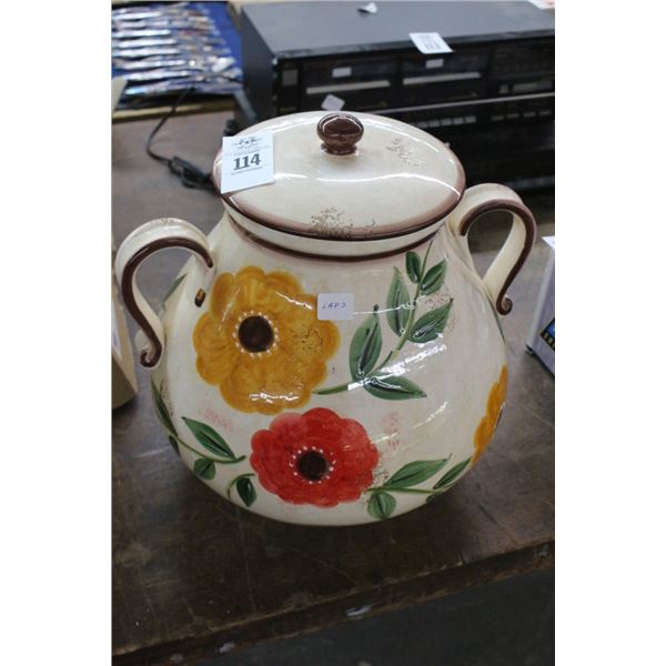 Porcelain Floral Painted Lidded Large Urn