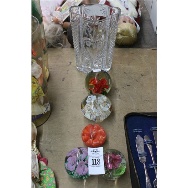 Floral Paperweights 5, Crystal Vase
