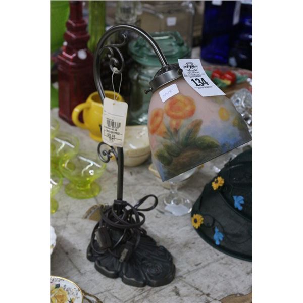 Bronze Vase Floral Painted Desk Lamp