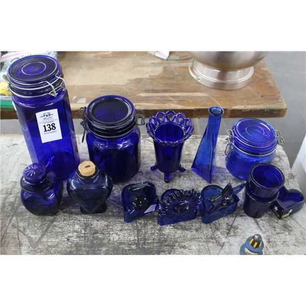 Blue Glass Jars, Candlestands, Vase, Décor