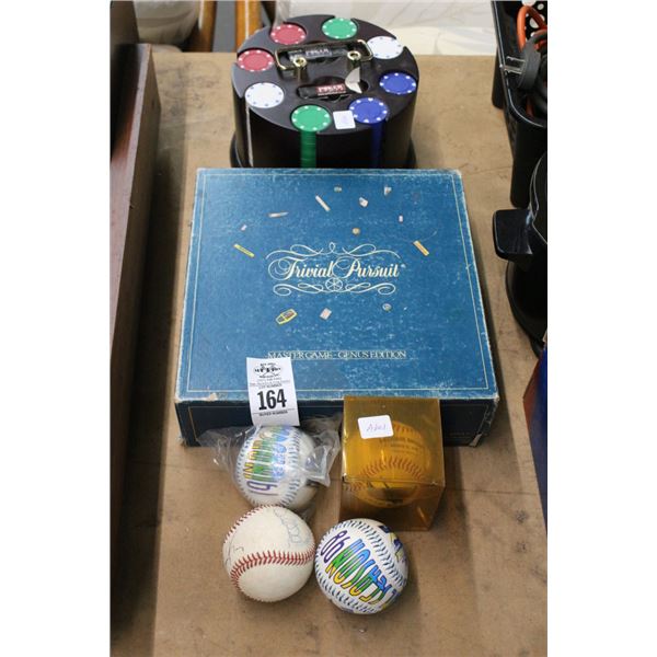 Trivial Game, Poker Chips, Autographed Collector Baseballs