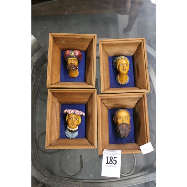Millenium Carved Bust Figural Wall Décor - Set of 4
