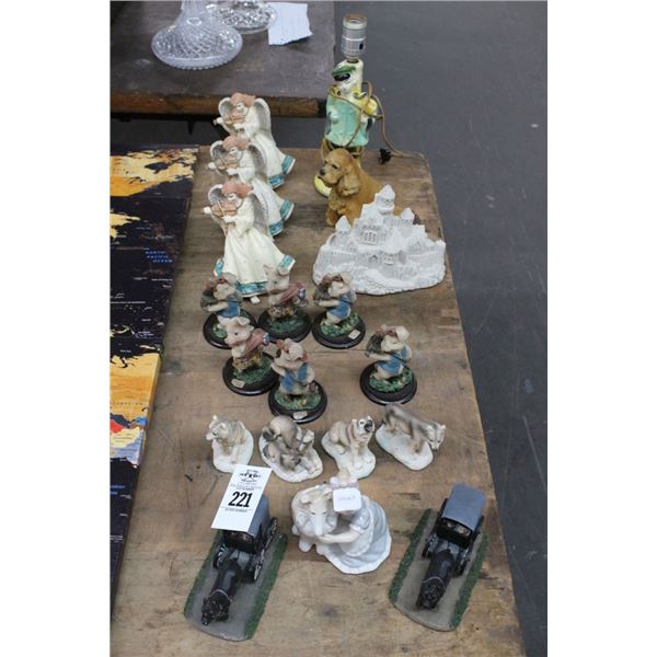 Asst. Animal/Angel Figurines, Porcelain Lamp