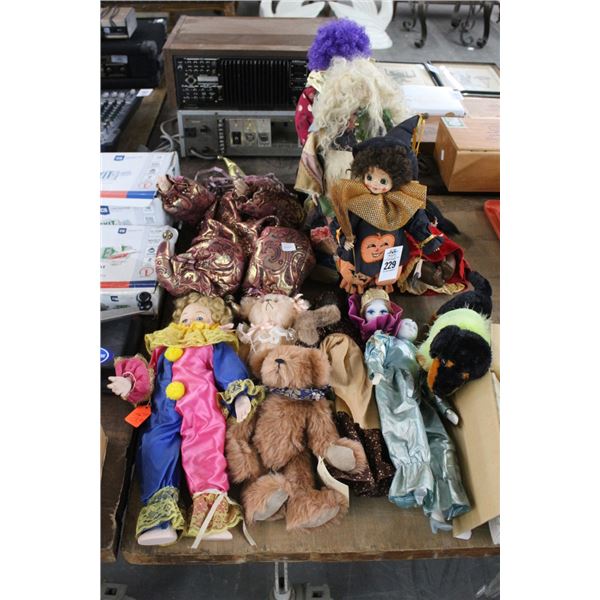 Asst. Clown Dolls, Puppy, Bears