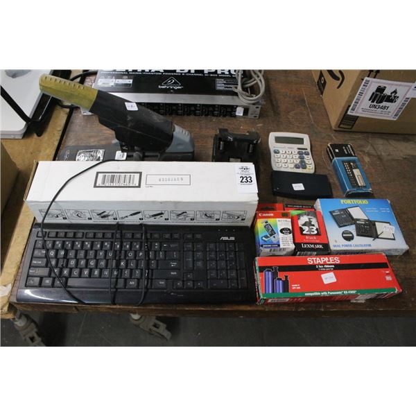 Heavy Duty Stapler, Hole Punch, Keyboard, Desk Accessories