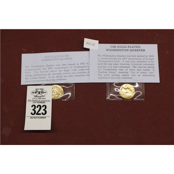 24K Gold Plated Washington Quarters - 2