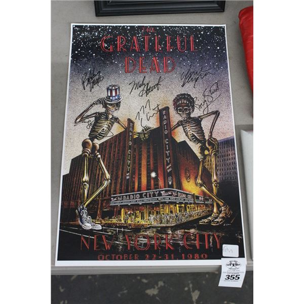Gratefull Dead Band Autographed Music City Poster
