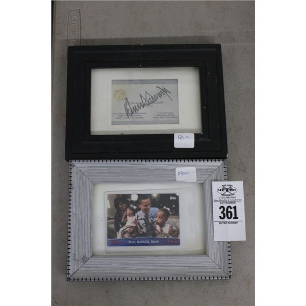 Barak Obama Autographed Trading Card, DJT Autographed Business Card