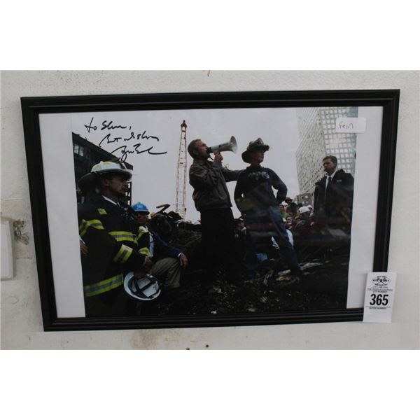 George W Bush Autographed Photo At Twin Towers