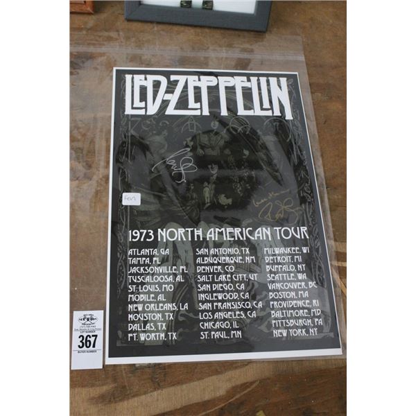 Led Zepplin Band Autographed North American Tour Poster w/COA