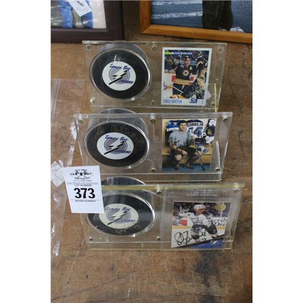 3-TB Lightening Autographed Puck/Sports Trading Cards - 3 X $