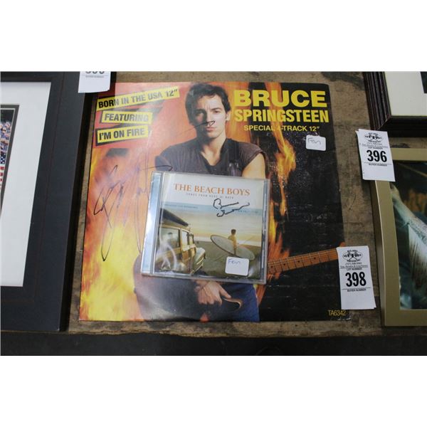 Bruce Springsteen Autographed Vinyl Record Album, Beach Boys Autographed CD
