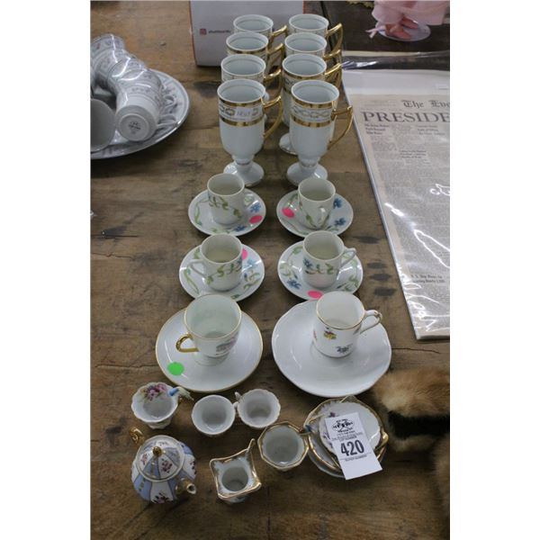 Cups, Saucers, Royal Crown Gold Trimmed Mugs