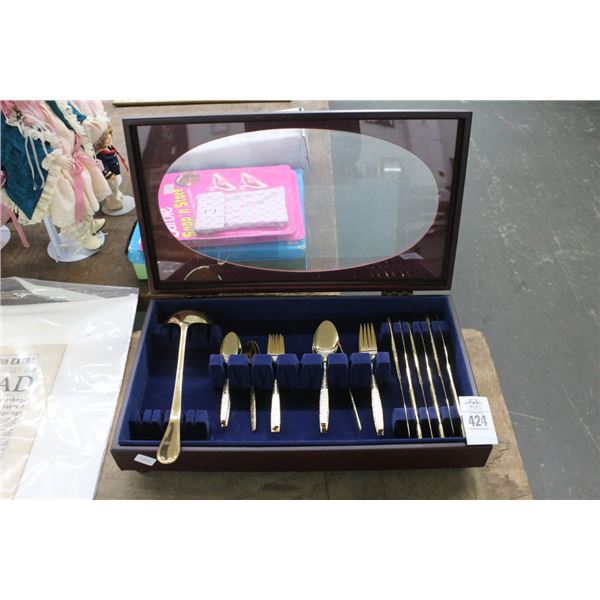 Gold Plate Utensil Set w/Ornate Box