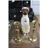Image 1 : Porcelain Cat, Brass Candlesticks
