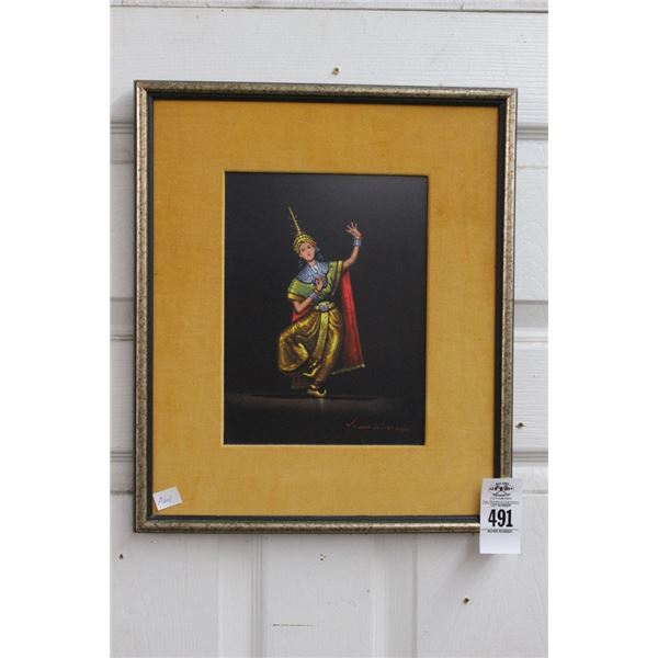 Framed Wall Art of Oriental Dancer - 12"  X  15"