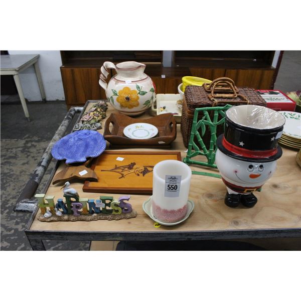 Painted Floral Pitcher, Serving Dishes, Basket, Décor