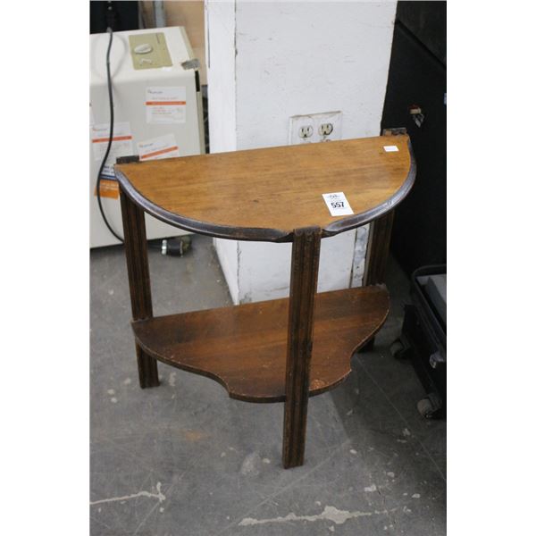 Wooden Half Moon 2 Tier Table