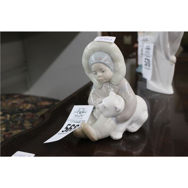Lladro Boy w/Bear Figurine