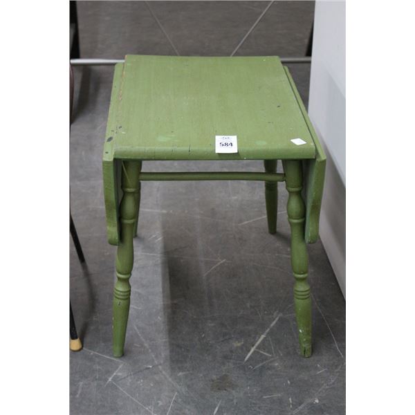 Green Painted Drop Leaf Small End Table