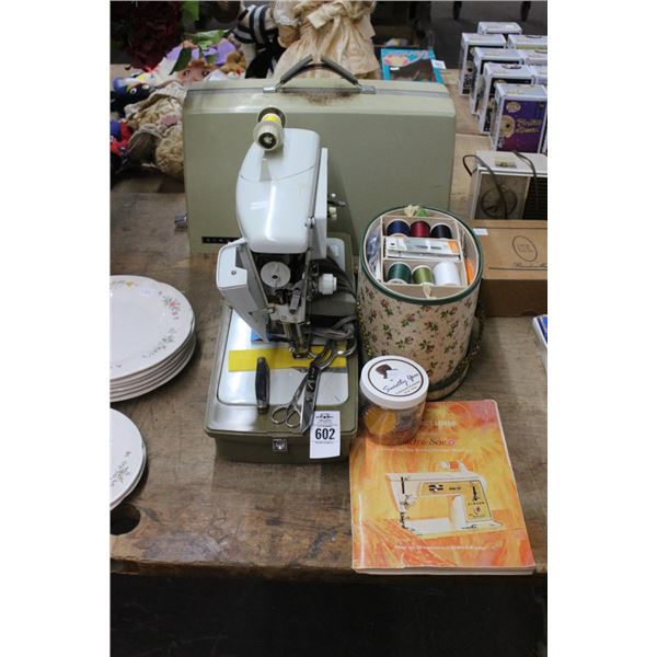 Singer Sewing Machine w/Sewing Basket/Supplies