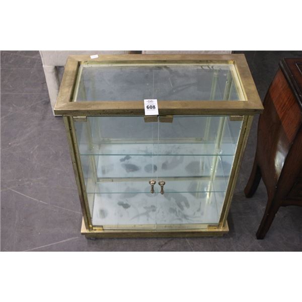 Brass End Table Curio Cabinet