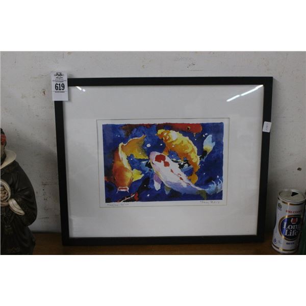 Framed Watercolor Koi Fish Magical  53/100 by Reid - 18"  X  18"