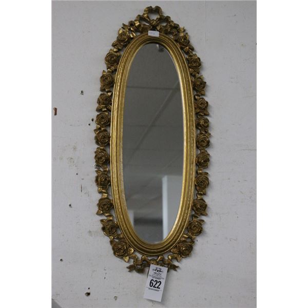 Plastic Gold Guild Floral Trim Oval Mirror - No Shipping