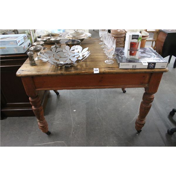 Distressed Rolling Dining Table